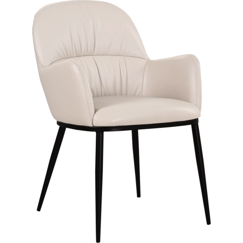 Kora Dining Arm Chair in Wheat Leather & Steel (Set of 2)